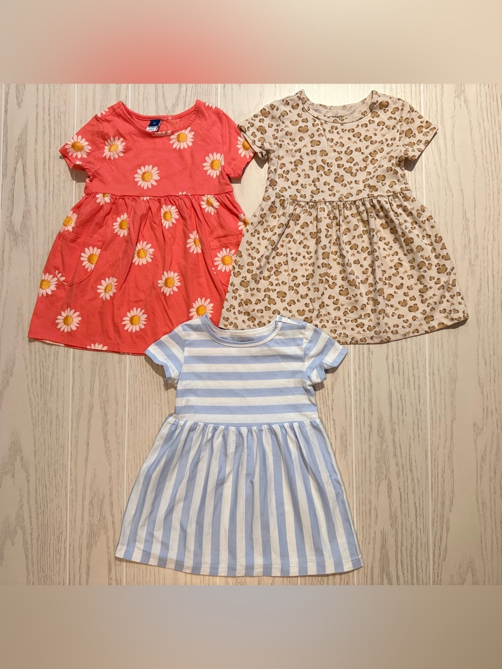 Old Navy & Carter’s Toddler Girl Dress Bundle 3-Piece 2T Floral‎ Leopard Striped